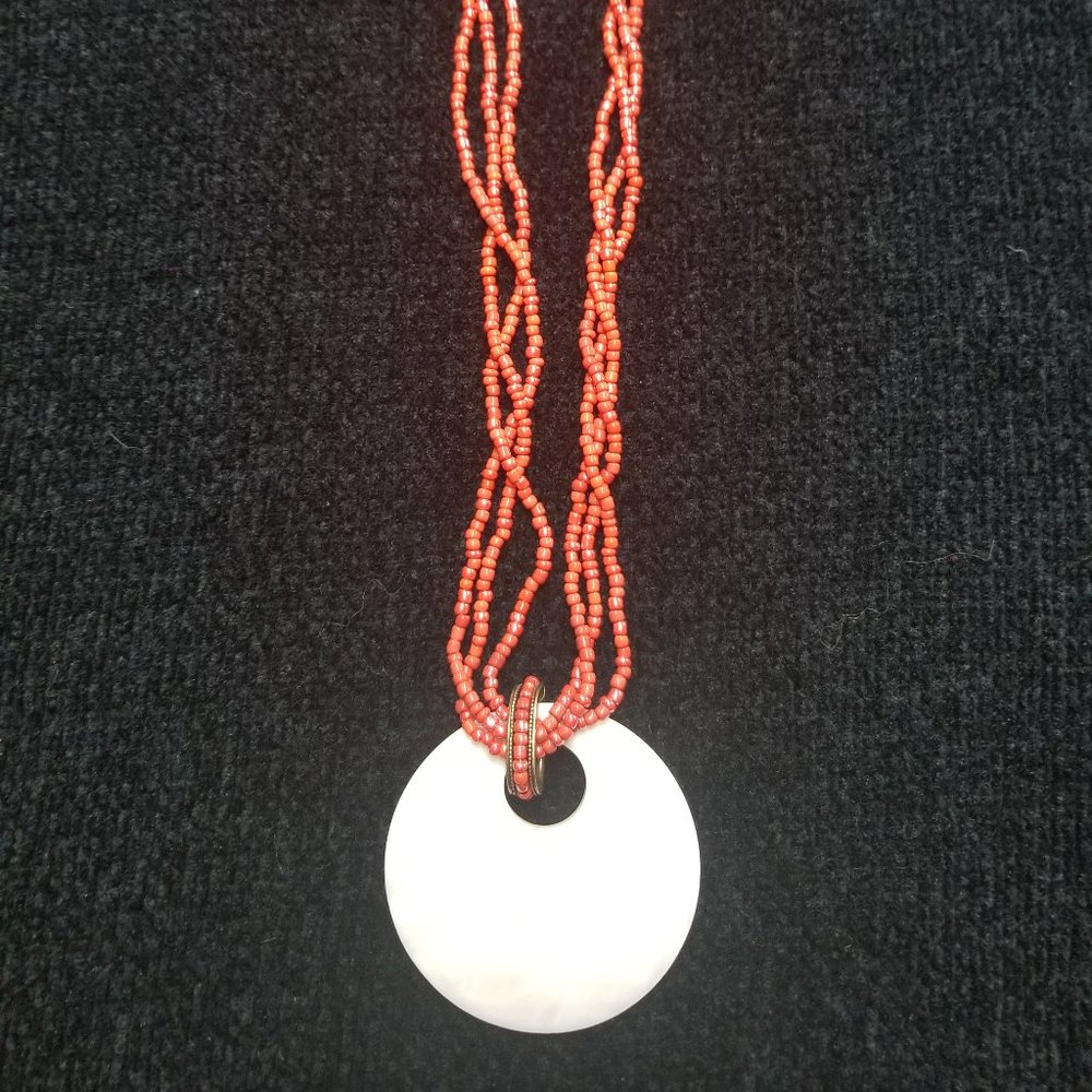 Avon Vintage 2007 Coral Seed Bead with Large Shell